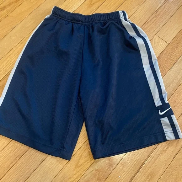 Nike Boys Navy Blue Athletic Shorts with White Side Stripes - Picture 1 of 1